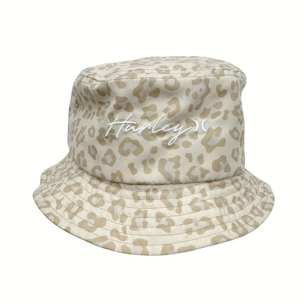 Hurley Unisex Tan Leopard Print‎ Outdoor Embroidered Logo Scripted Bucket Hat